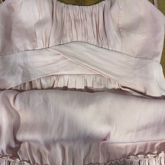 SAINTS + SECRETS Sz M Chiffon Pink Babydoll Dress Lined Tie Waist Zipper Y2K - Picture 9 of 10